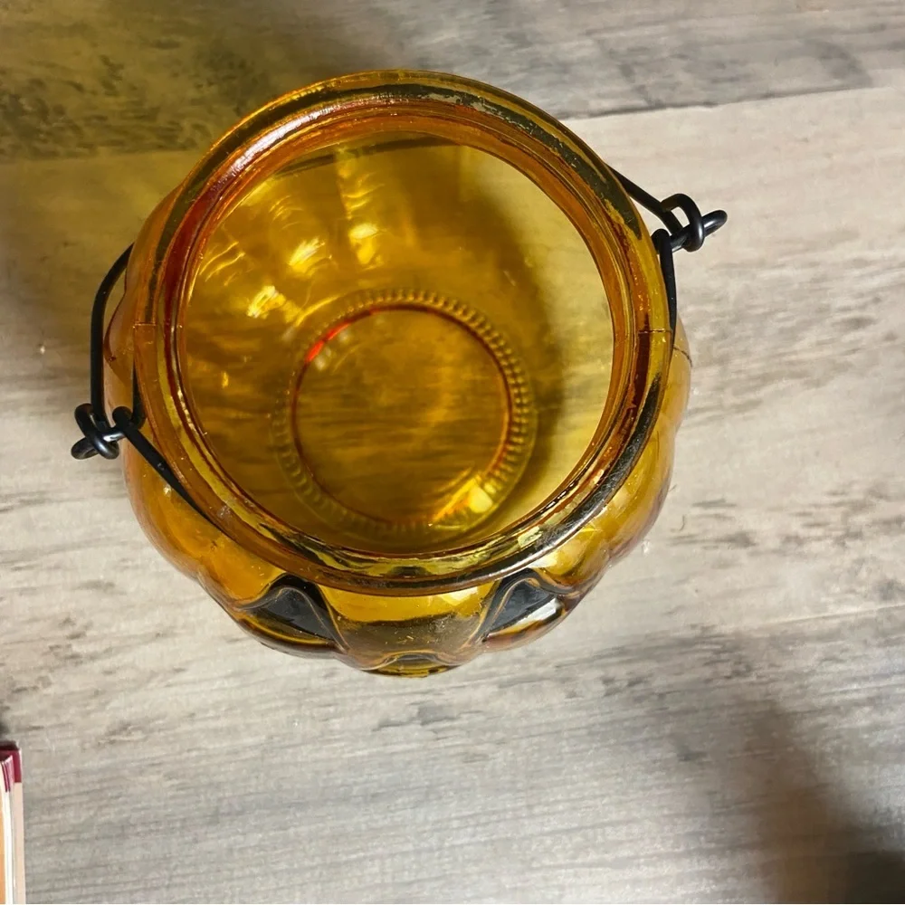 Jack-o'-Lantern Pumpkin Glass Candle Holder Tea Light Halloween Home Decoration - Picture 6 of 7